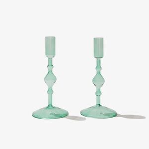 POKETO Glass Candlestick Holder - Set of 2